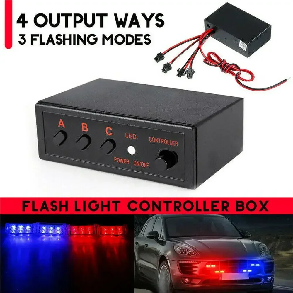 Sos Light Strobe - 4 方法 LED ストロボフラッシュライトフラッシャーコントローラボックス 12V 車のストロボライト車両フロントグリル点滅ライトバー