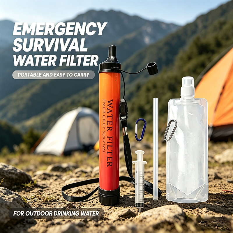 Water Purification Straw - アウトドア用ミニ浄水ストロー キャンプ用ポータブル浄水器 ハイキング用サバイバルまたは緊急用品 1個