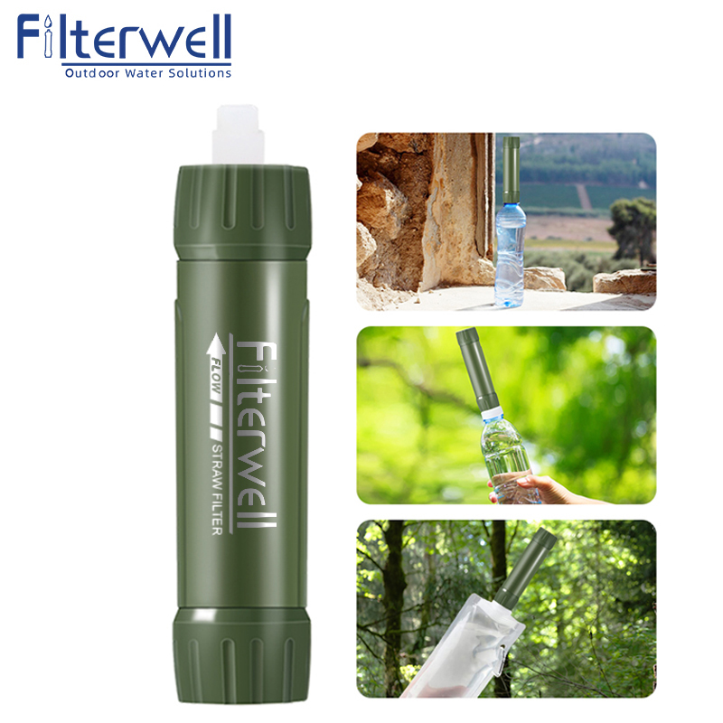 Water Purification Straw - フィルターウェル-ミニトラベルストロー,グリーン,個人用,屋外,緊急,キャンプ用品,ハイキング,サバイバル,飲用システム