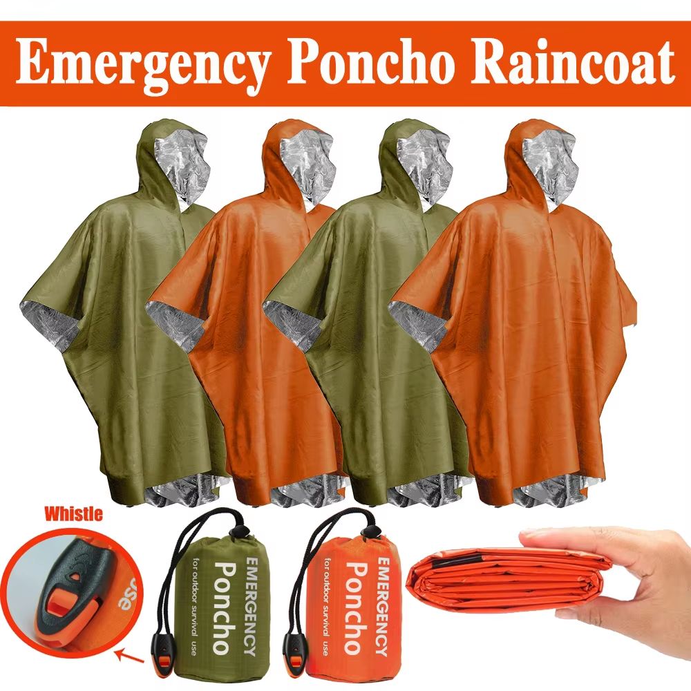 Emergency Poncho Rain - 緊急用レインポンチョ 保温ブランケット ポンチョ 防水 アウトドアサバイバル キャンプギア