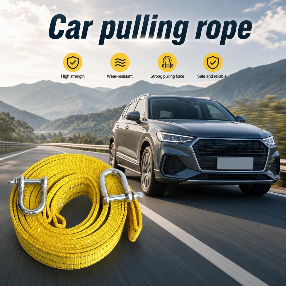 Rescue Rope Throw - 3M製ヘビーデューティー車両牽引ストラップ、2つのスチール製D型シャックル付き、厚みのある緊急車両回収用牽引ロープ、トラック故障時救助用
