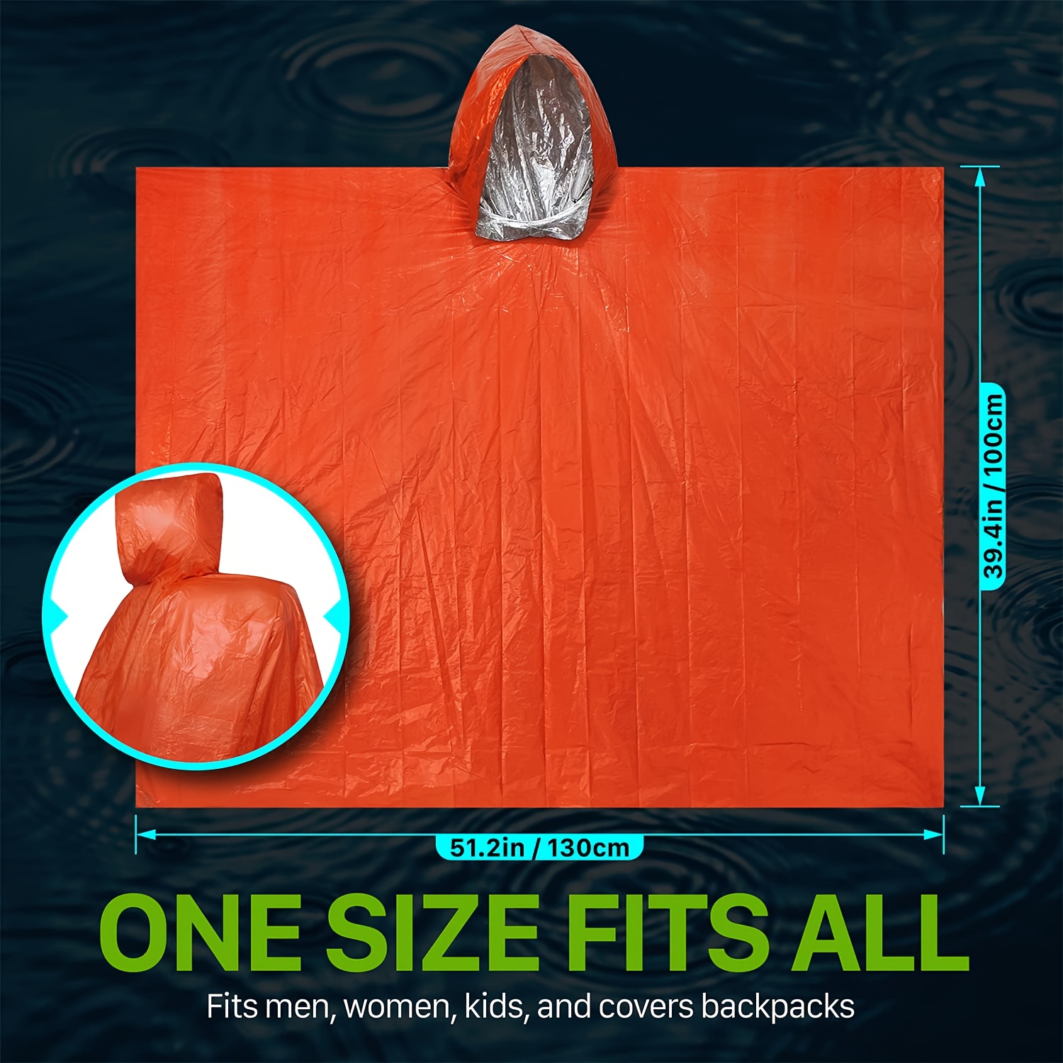 9点入り緊急サバイバルキット、保温ビビーバッグ、ポンチョ、テ - Emergency Poncho Rain のレビューと価格