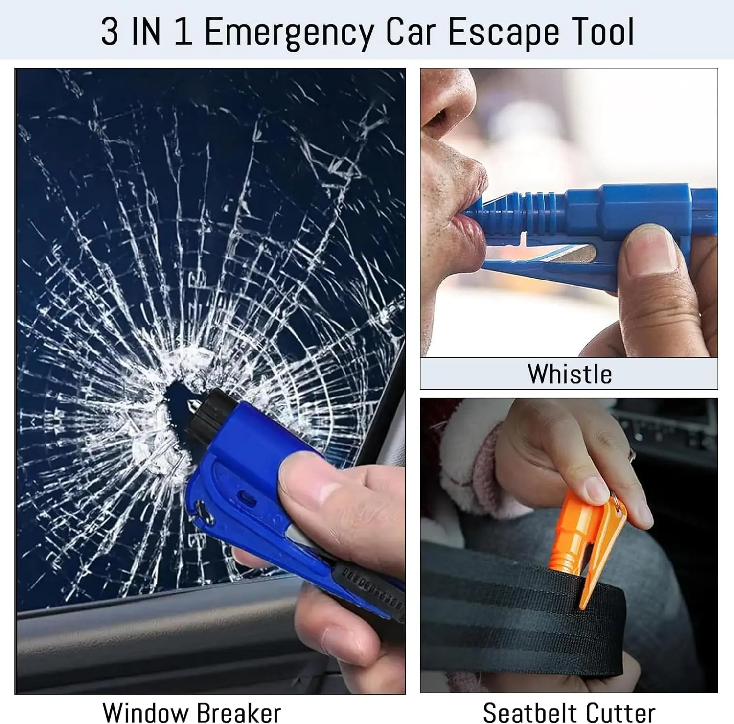 安全ハンマー 車用脱出ツール 3-in-1 ウィンドウブレー - Rescue Rope Throw のレビューと価格